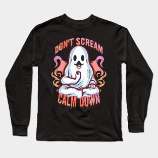 Funny Yoga Ghost: Keep Calm and Boo-gie On Long Sleeve T-Shirt